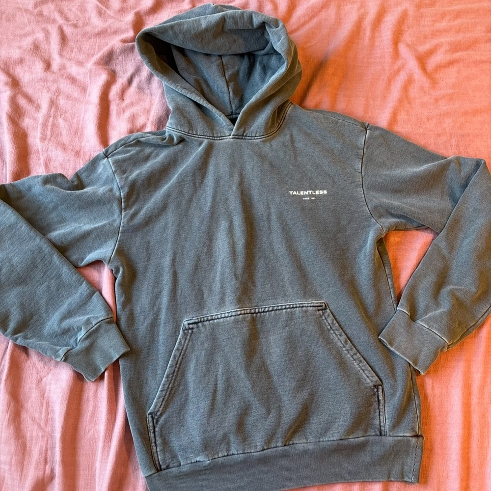Talentless heavyweight hoodie sz S 100% cotton dark grey
